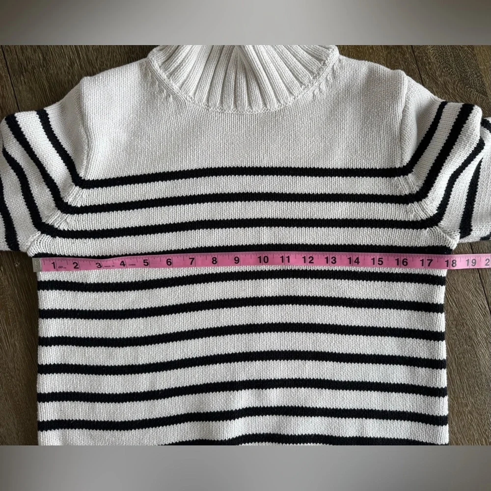 J. Crew Cotton Turtleneck Sweater Black & White Stripe Size XS - Picture 7 of 8